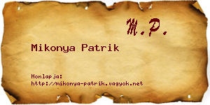 Mikonya Patrik névjegykártya